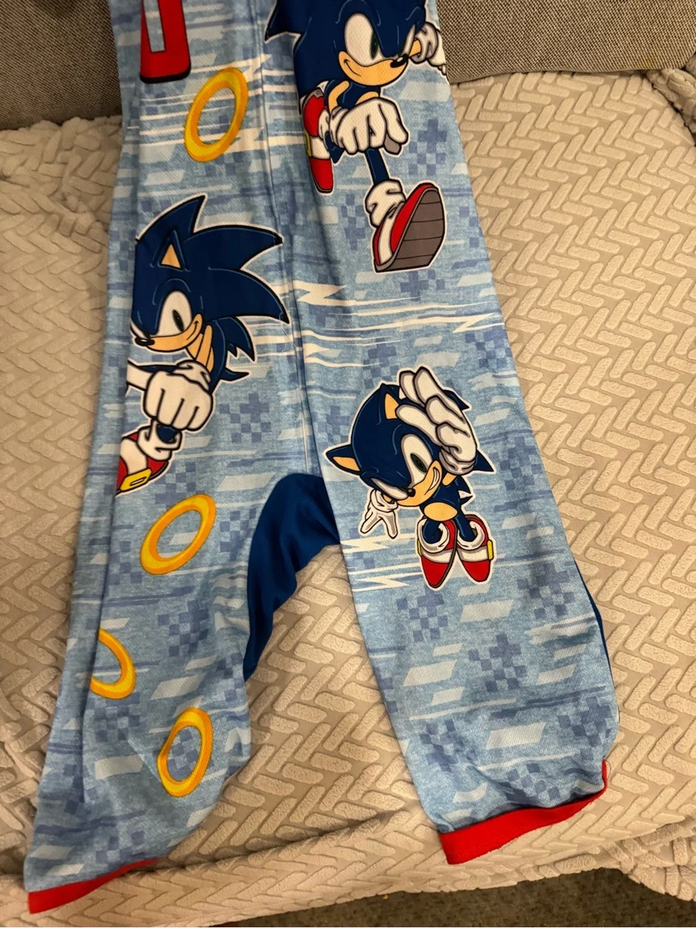 Blue Sonic the Hedgehog Kids One-Piece Hoodie Pajama